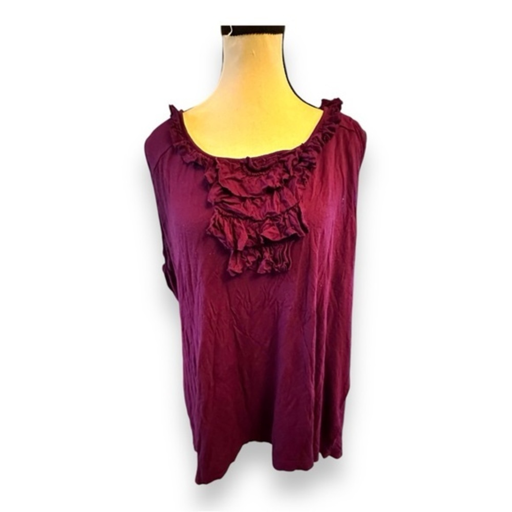 Women’s XXL Old Navy Wine Ruffle Bust Sleeveless Top 16 18 2XL